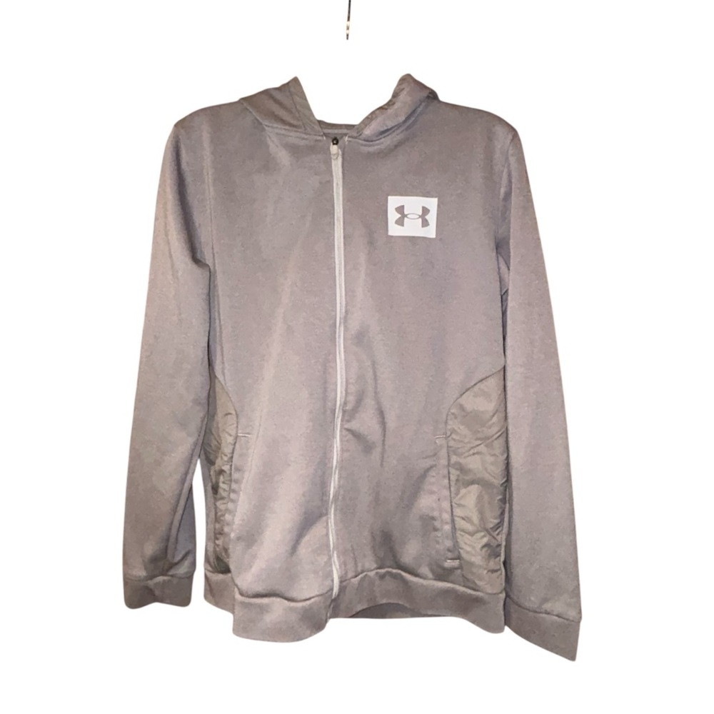 Under Armour ColdGear Full Zip Hoodie‎ Jacket Logo Youth XL Gray Loose Fit